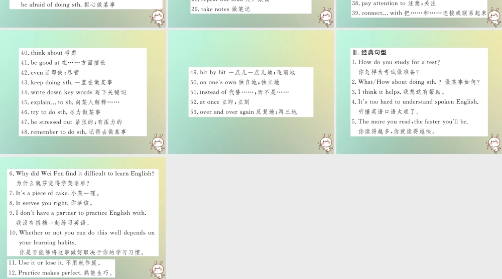 九年级英语全册 Unit 1 How can we become good learners单元知识归纳课件 (新版)人教新目标版 课件
