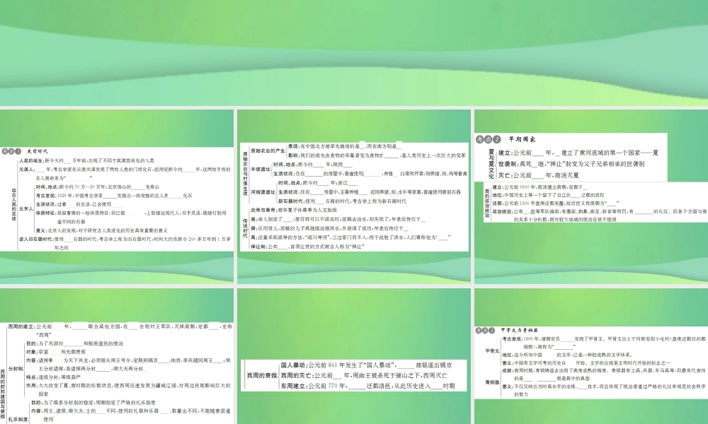 中考历史复习 第一讲 史前时代、早期国家和社会变革课件 岳麓版 课件