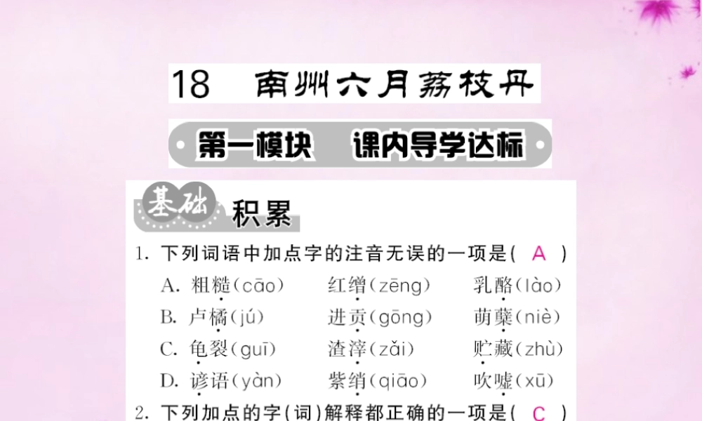 九年级语文下册 18 南州六月荔枝丹课件 语文版 课件