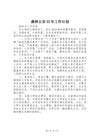 森林公安XX年工作计划