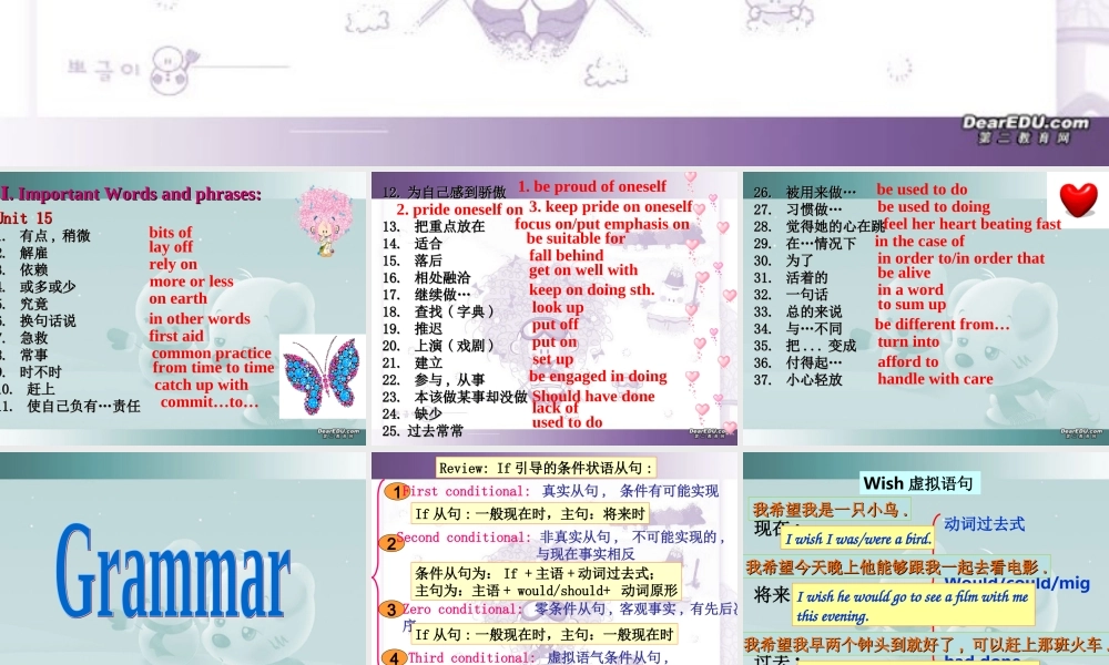 十五单元复习 广东省高二英语单元复习课件[整理三套]新课标 人教版 广东省高二英语单元复习课件[整理三套]新课标 人教版