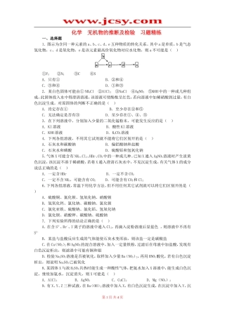 化学无机物的推断及检验习题精练通用版