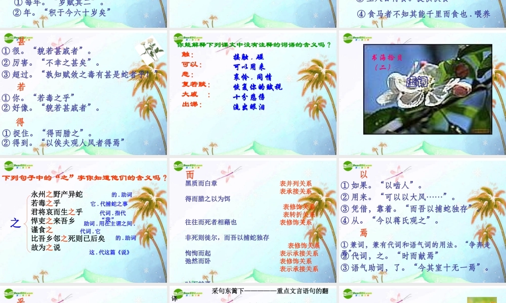 九年级语文上册 第五单元第19课(捕蛇者说)课件 苏教版 课件