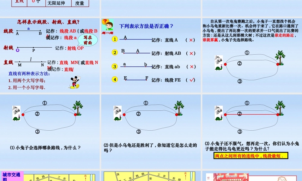 中学七年级数学 (线段、射线、直线(1))课件