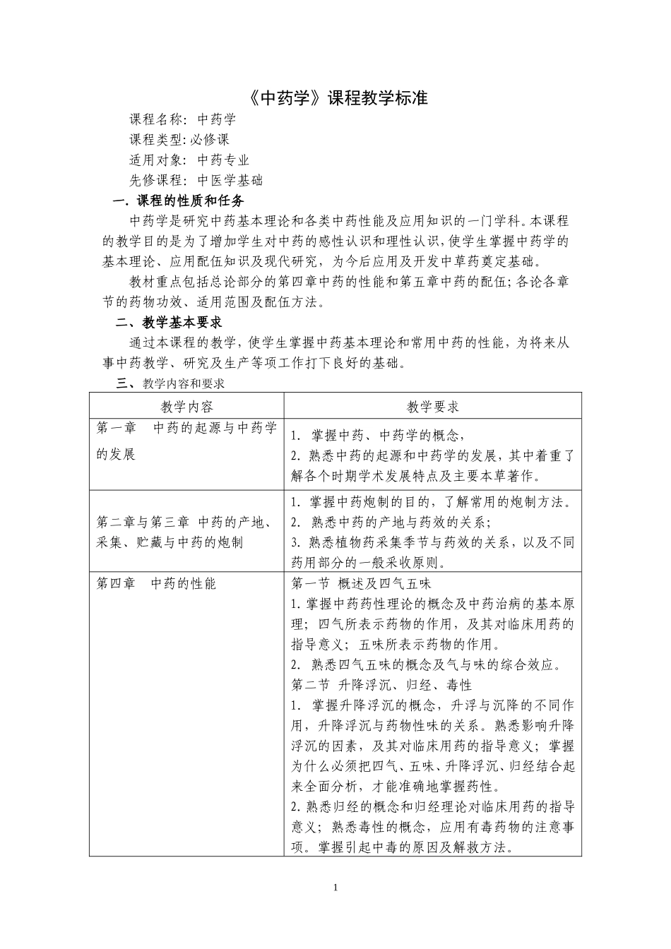中药学课程标准_第1页