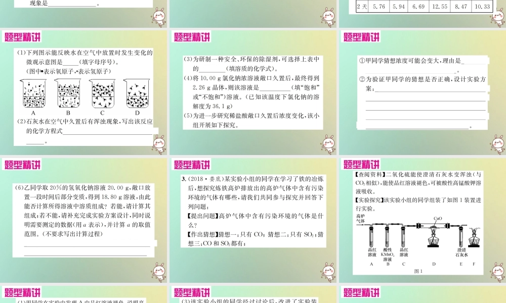 中考化学复习 题型复习(四)实验探究题 题型之六 其他探究课件