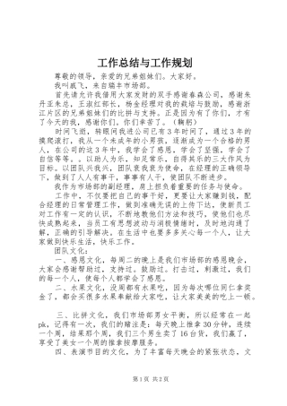 工作总结与工作规划