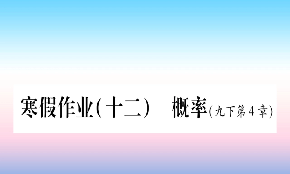 九年级数学下册 寒假作业(十二)概率作业课件 (新版)湘教版 课件