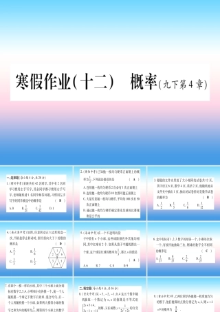 九年级数学下册 寒假作业(十二)概率作业课件 (新版)湘教版 课件