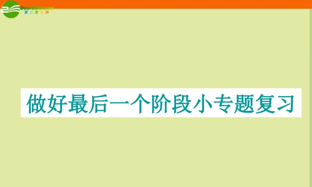 中考化学复习讲座 做好最后一阶段的小专题课件