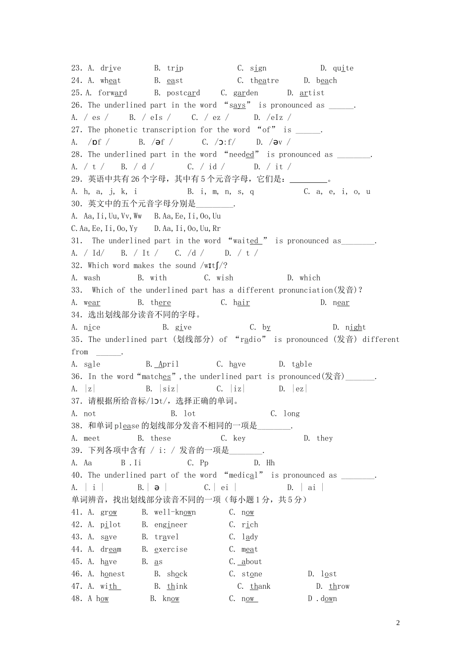 2015中考英语专项复习语音_第2页