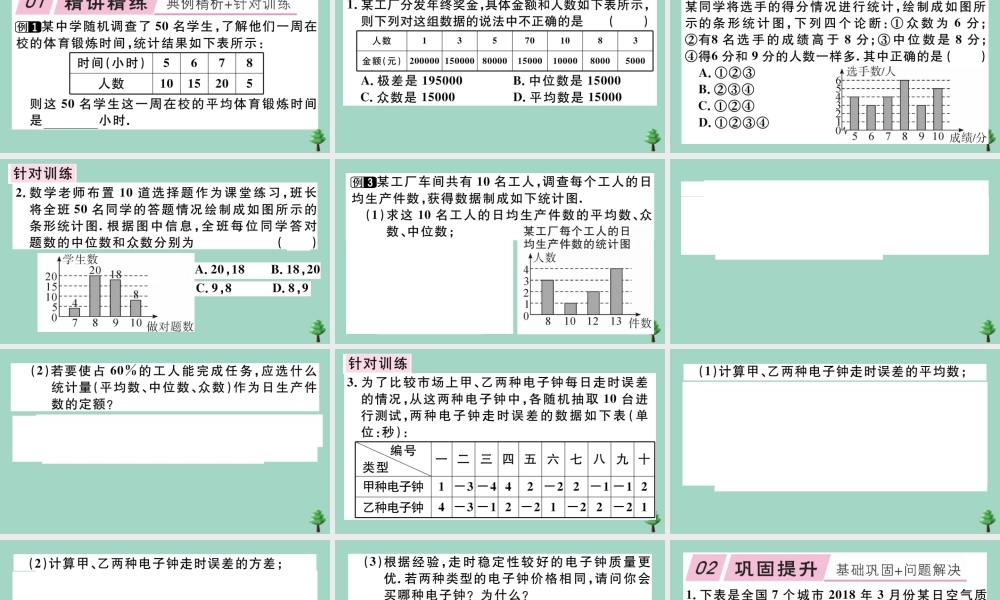 八年级数学上册 第六章(数据的分析)章末复习作业课件 (新版)北师大版 课件
