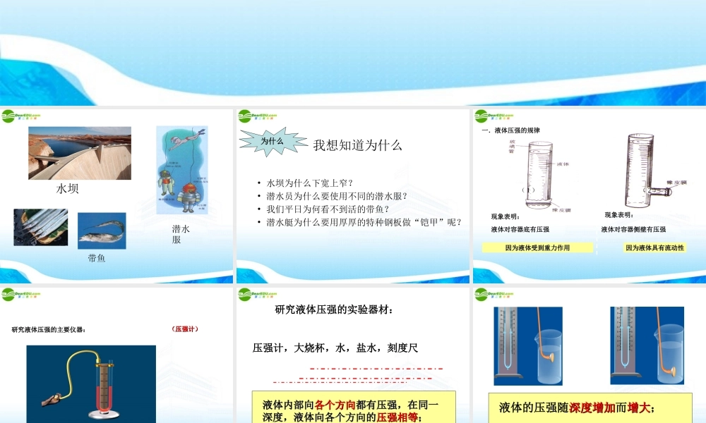 八年级物理下册 10.2 (液体的压强)课件 苏科版 课件