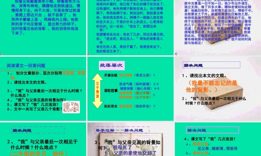 八年级语文背影课件2 新课标 人教版 课件