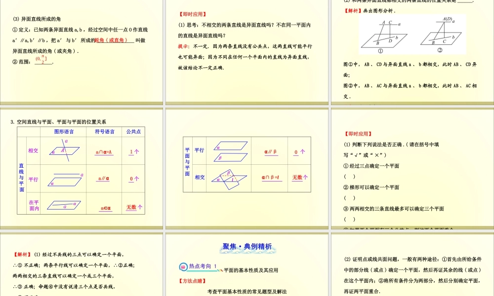 空间点、直线、平面之间的位置关系