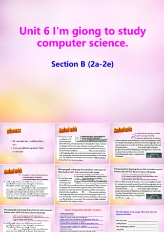 八年级英语上册 Unit 6 I'm giong to study computer science section B(2a 2e)课件 (新版)人教新目标版 课件
