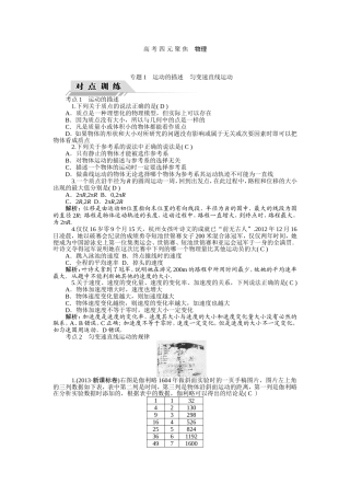 2014届高三物理一轮复习对点通关训练：专题1运动的描述匀变速直线运动（含解析）（人教版）