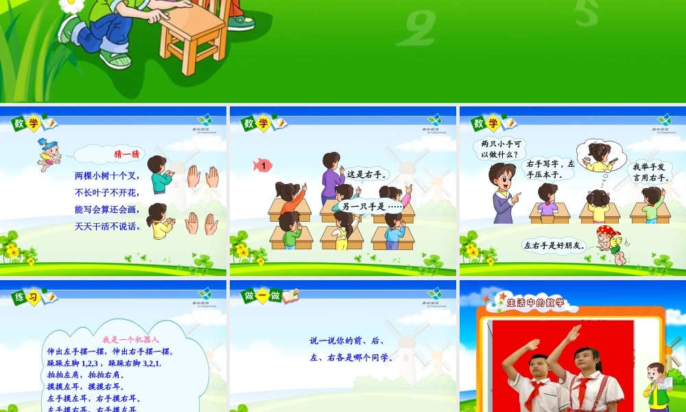 人教版一年级数学上左右位置课件PPT