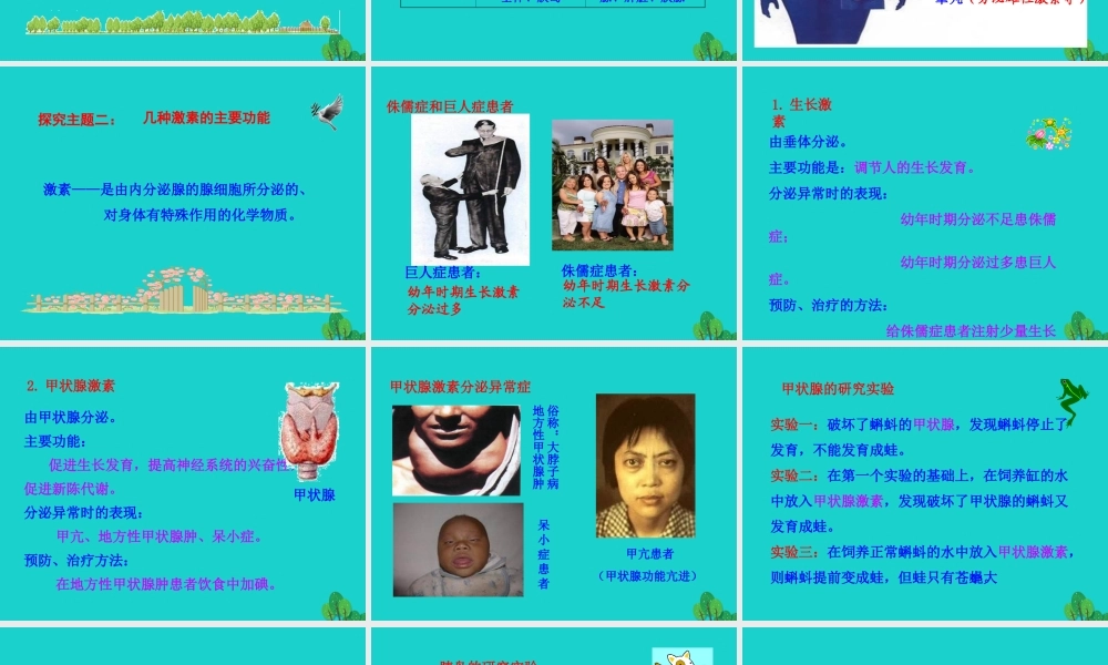 七年级生物下册 4.6.4 激素调节课件(新版)新人教版 课件