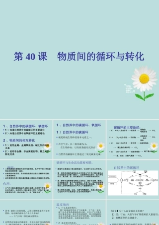 九年级科学 第40课(物质间的循环与转化)课件 浙教版 课件