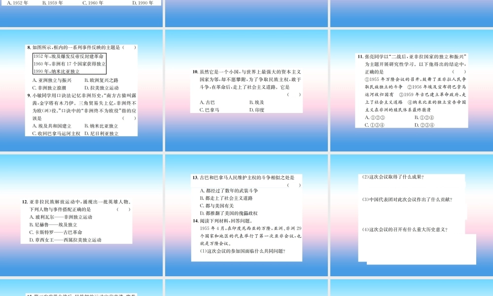 九年级历史下册 第5单元 冷战和美苏对峙的世界 第19课 亚非拉国家的新发展作业课件 新人教版 课件