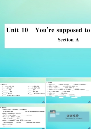 九年级英语全册 Unit 10 You re supposed to shake hands Section A习题课件 (新版)人教新目标版 课件