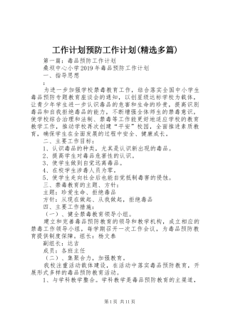 工作计划预防工作计划(精选多篇)