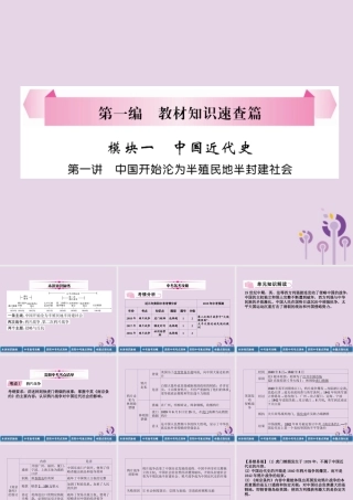 中考历史总复习 第一编 教材知识速查篇 模块一 中国近代史 第1讲 中国开始沦为半殖民地半封建社会(精讲)课件