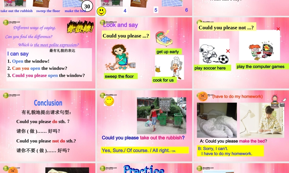 八年级英语下册 Unit 3 Could you please clean your room课件(1) (新版)人教新目标版 课件