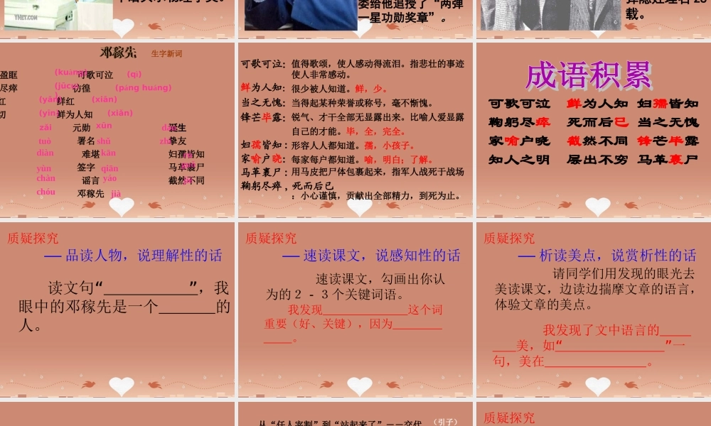 中学七年级语文下册 第11课(邓稼先)课件 新人教版 课件