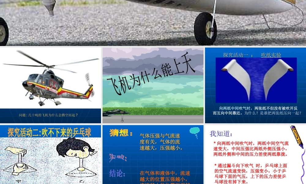 初二物理《飞机为什么能上天》PPT课件