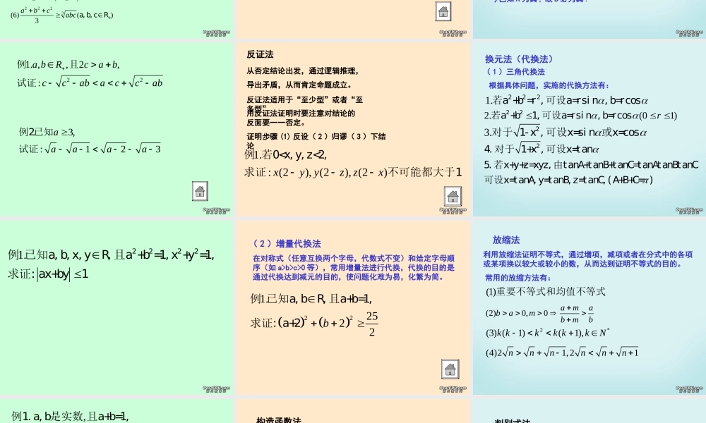 不等式的证明复习课 新课标 人教版 课件