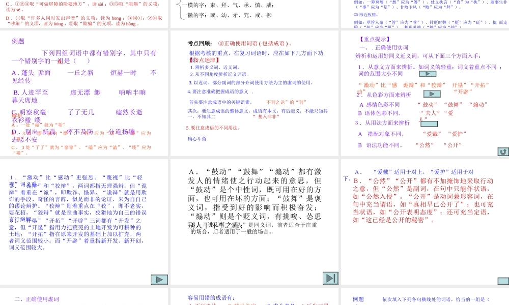 届高考语文第一轮知识点专题复习(高考语文过关复习)课件