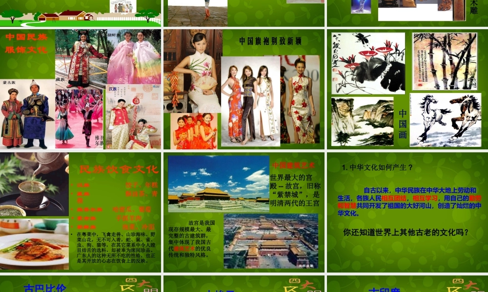 九年级政治全册 第五课 第一框 灿烂的中华文化课件 新人教版 课件