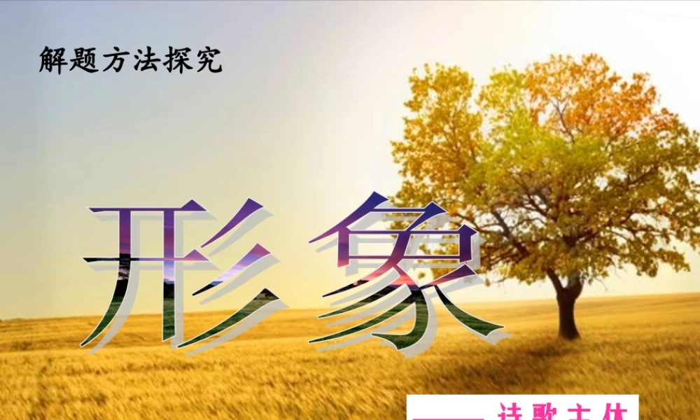 形象——诗歌主体(修改)