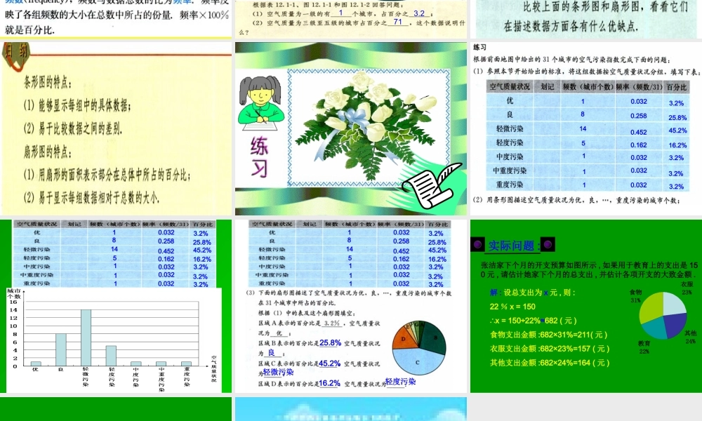 八年级数学条形图与扇形图课件 华师大版 课件