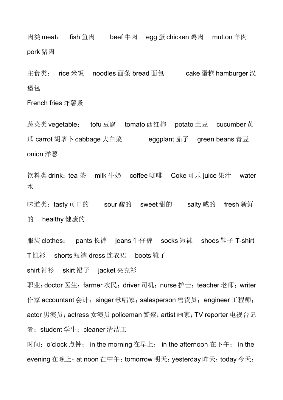单词分类复习表_第2页