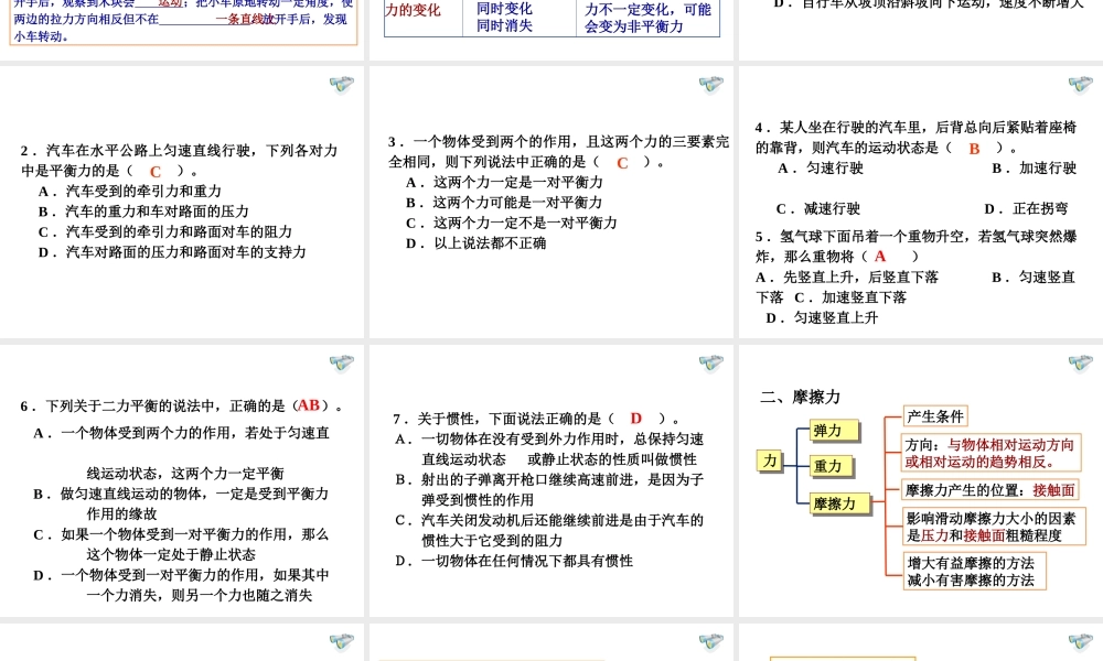 第八章力和运动复习课