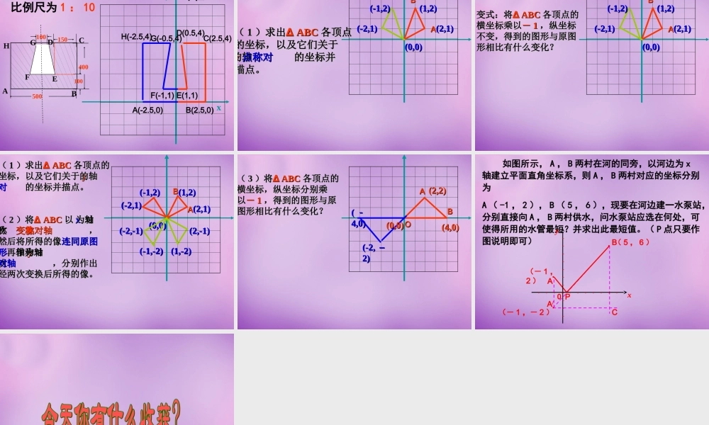 八年级数学上册 4.3 坐标平面内图形的轴对称和平移(一)课件 (新版)浙教版 课件