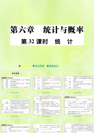 中考数学总复习 第一部分 考点梳理 第六章 统计与概率 第32课时 统计课件