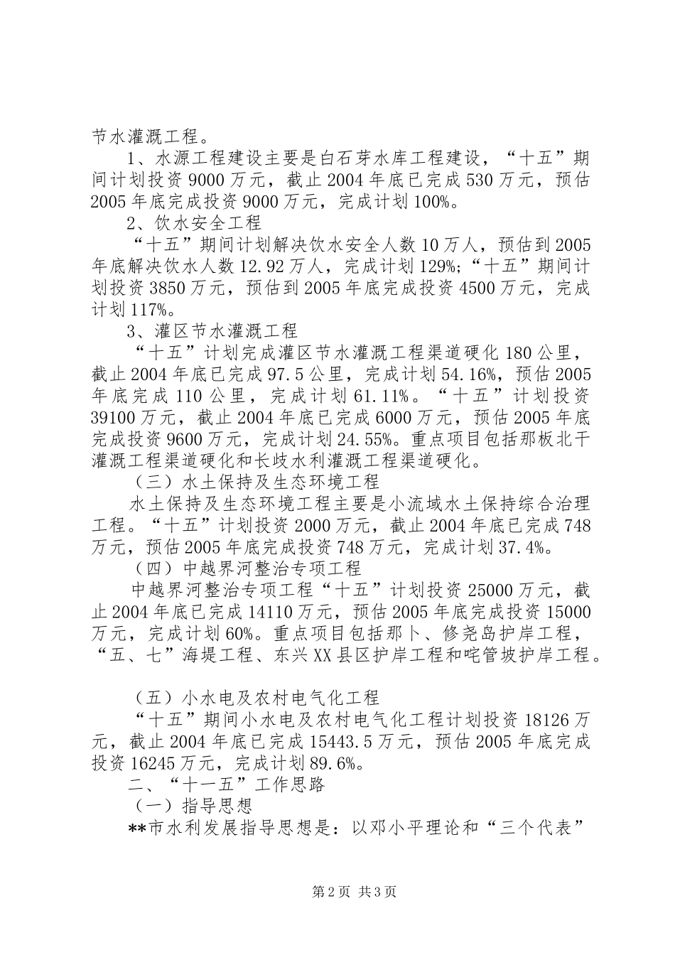 水利局十五计划完成情况及十一五工作思路-计划完成情况_第2页