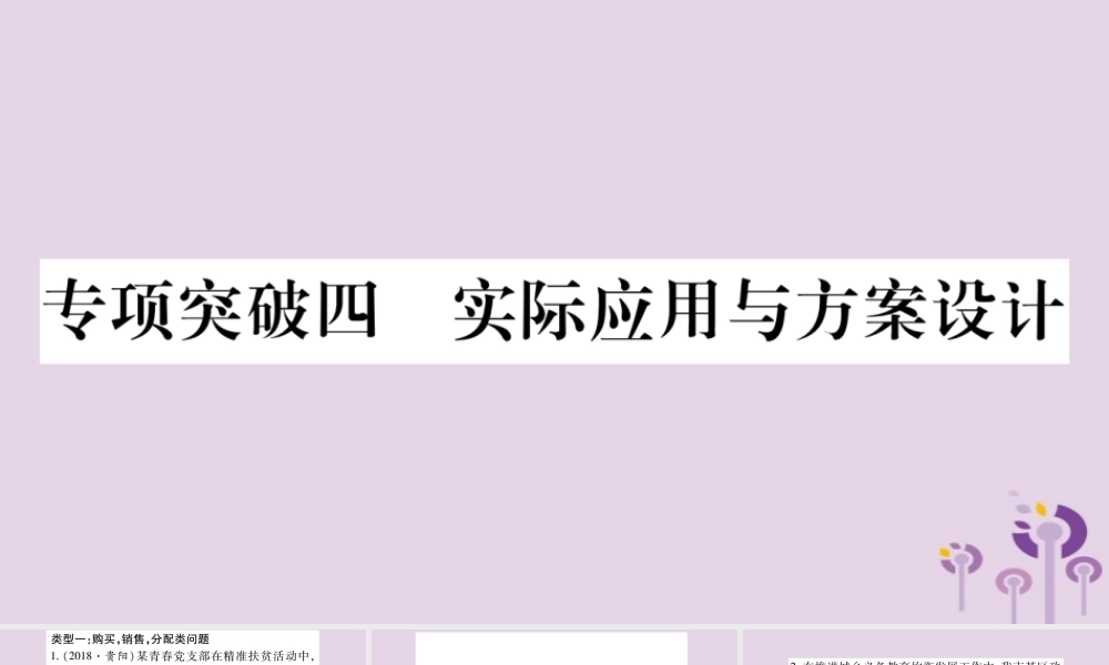 中考数学复习 第二轮 中档题突破 专项突破4 实际应用与方案设计习题课件