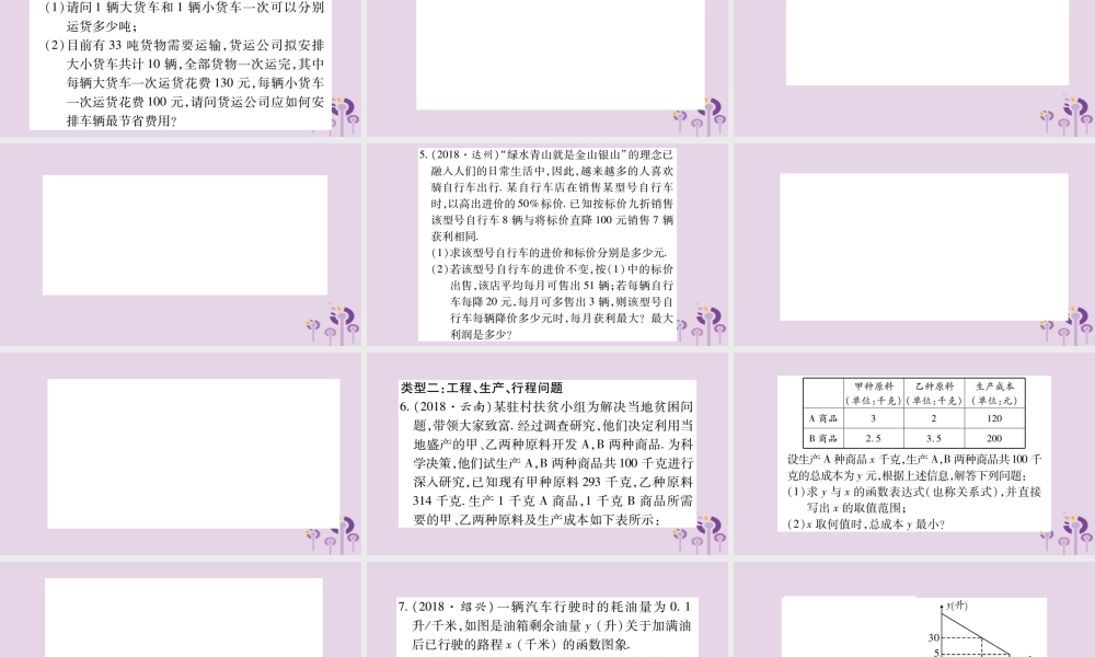 中考数学复习 第二轮 中档题突破 专项突破4 实际应用与方案设计习题课件