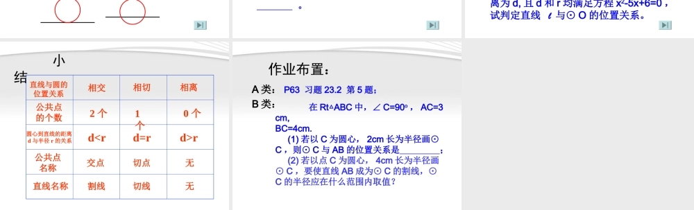 九年级数学 直线和圆的位置关系课件 苏科版 课件