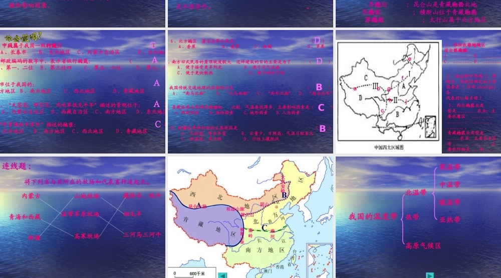 八年级地理下册第五章中国的地理差异(复习课课件)人教版 课件