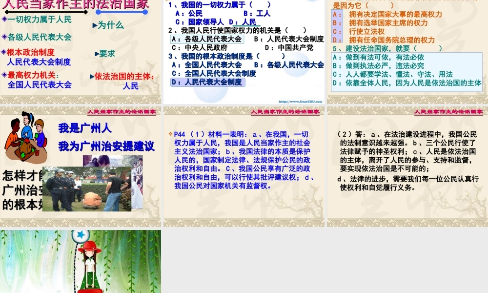 新课标 人教版初三政治人民当家做主的法治国家 课件