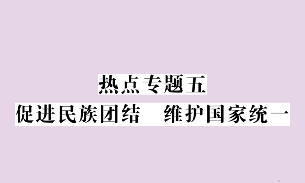 决胜中考道德与法治热点专题复习 专题五 促进民族团结 维护国家统一课件