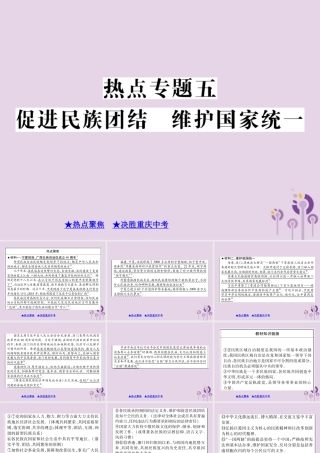 决胜中考道德与法治热点专题复习 专题五 促进民族团结 维护国家统一课件
