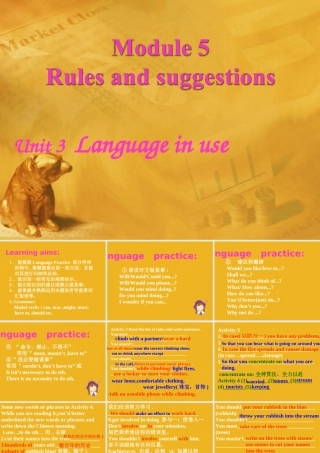 九年级英语下册 Module 5 Rules and suggestions Unit 3 Language in use课件 外研版 课件