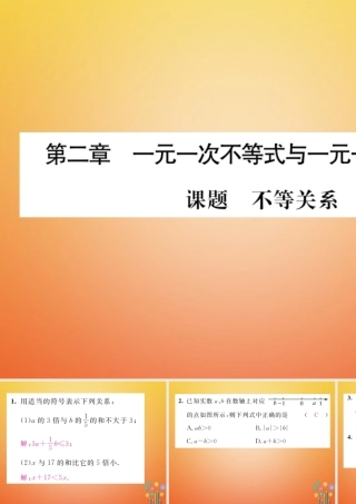 八年级数学下册 第2章 一元一次不等式与一元一次不等式组 课题1 不等关系当堂检测课件 (新版)北师大版 课件